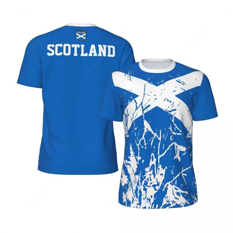 SCOTLAND Flag 3D Print Sport Quick-dry Breathable Men Women T-Shirt Outdoor Football Run Tennis Team Uniform Short Sleeve Summer