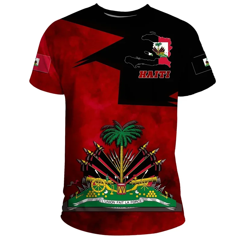 HAITI Flag 3D Print Sports Quick-dry Breathable Men T-shirt Outdoor Football Jersey Team Short-sleeve Parent-child Top Clothes