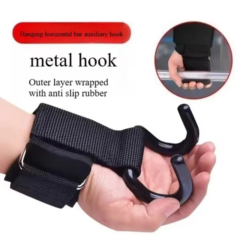Weight Lifting Hooks Weight Lifting Grips Heavy Duty Pull Up Straps Adjustable Powerlifting Support Hooks Straps for Gym Workout