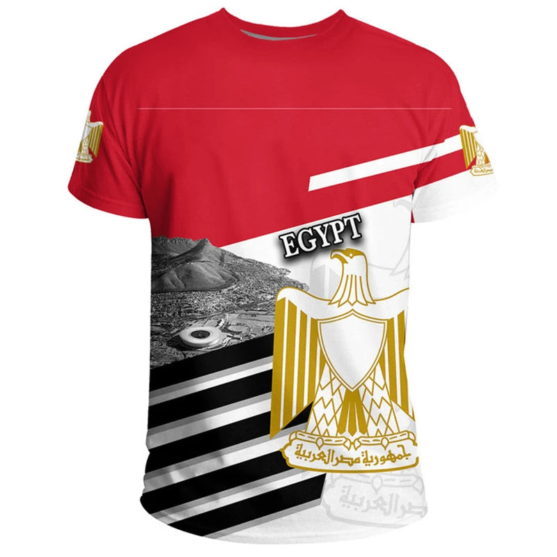 Egypt Flag T-shirt For Men Women 3D Printed Egyptian National Emblem Casual Loose Tops Short Sleeve Round Football Sports Tee