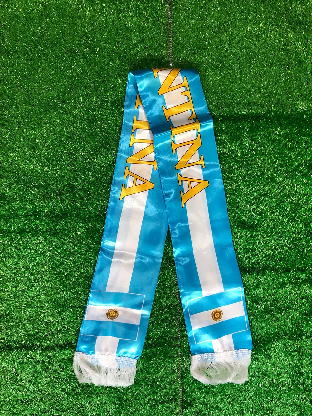 Argentina Flag Satin Football Scarf – 14×130cm Fan Banner | Lightweight Soccer Supporter Shawl for Match Day & Events