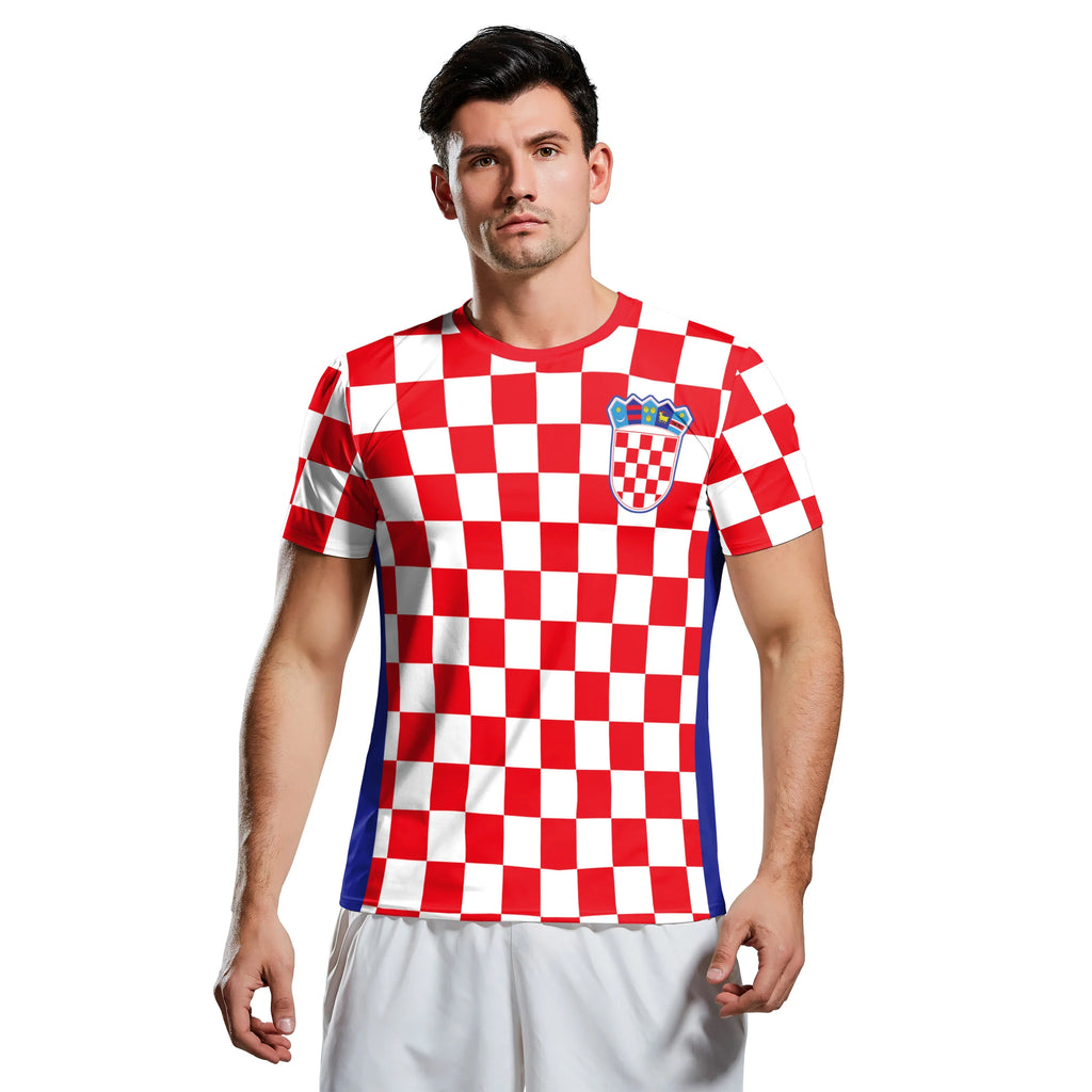 2026 Jersery Croatia T-Shirt for Men HR Flag Tee Shirts Fashion 18 Soccer Top Red White Grids Football Jerseys Unisex Clothing