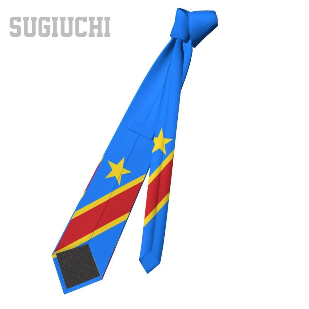 Democratic Republic Of Congo Flag Emblem Men Women Neck Ties Casual Plaid Tie Suits Slim Wedding Party Business Necktie Gravatas