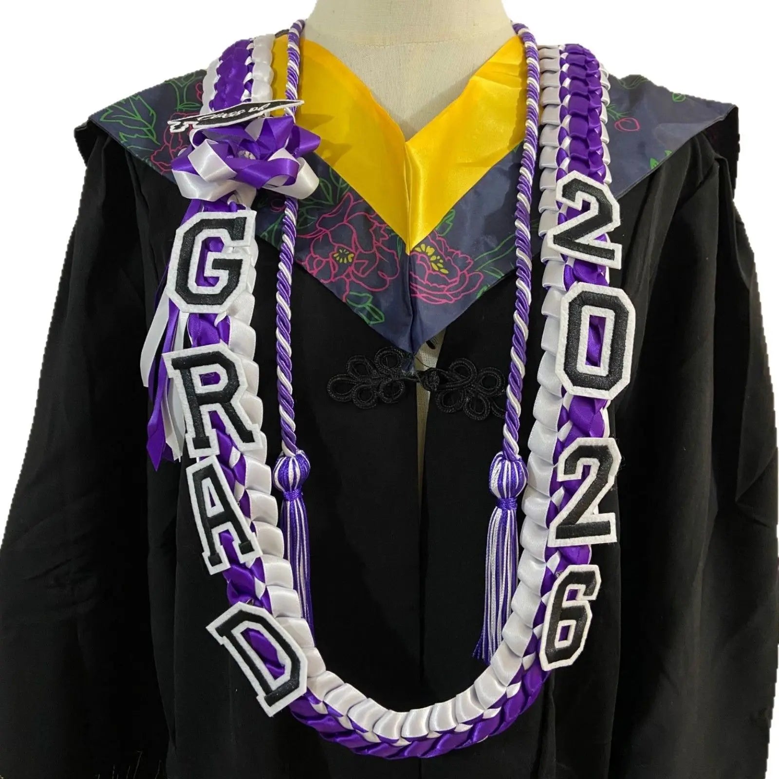 Floral Graduation Sash & Stole – Elegant Graduation Gown Sash for College & University Ceremonies