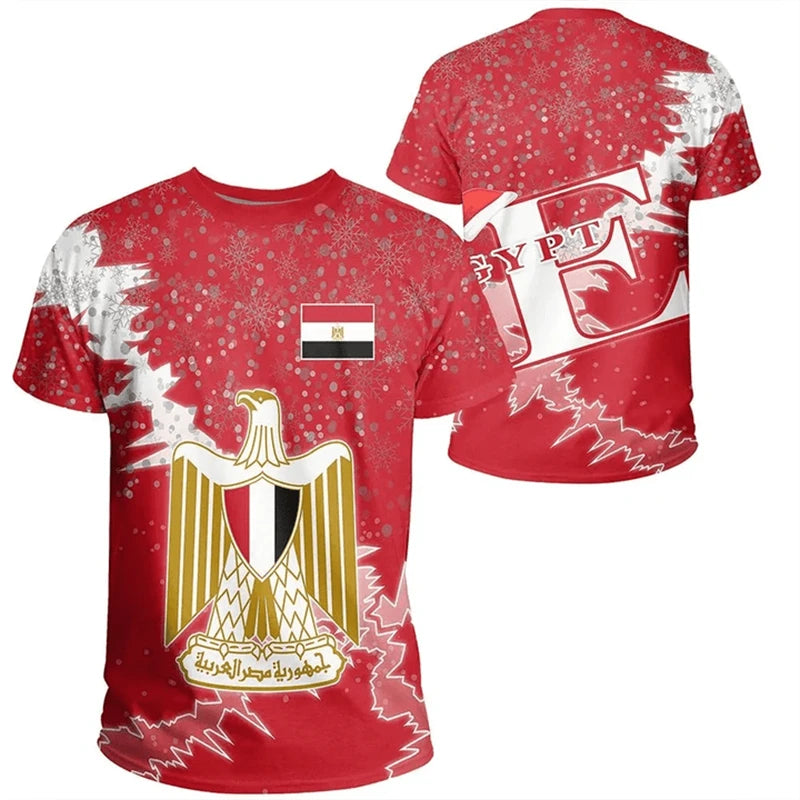 Egypt Flag T-shirt For Men Women 3D Printed Egyptian National Emblem Casual Loose Tops Short Sleeve Round Football Sports Tee