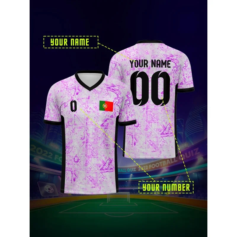 Portugal Jerseys Pattern T-Shirt For Men Football Customized 3D Printed Short Sleeve Top Summer Loose O-Neck T Shirts Sport Tees