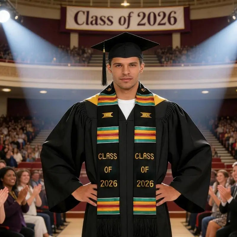 Graduation Stole Class of 2026 – Premium Graduation Sash / Graduation Gown Sash (Kente Style Honor Stole for College & High School Graduates)