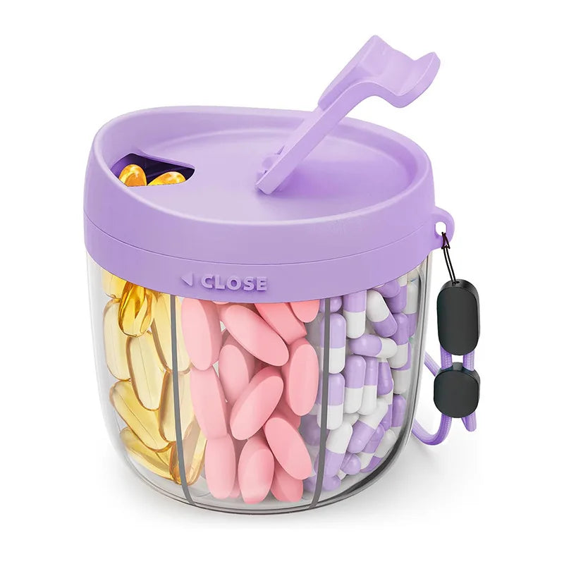 7 Compartment Pill Organizer with Anti Mix Design for Energy Boost Capsules and Vitamin Supplement Storage Box