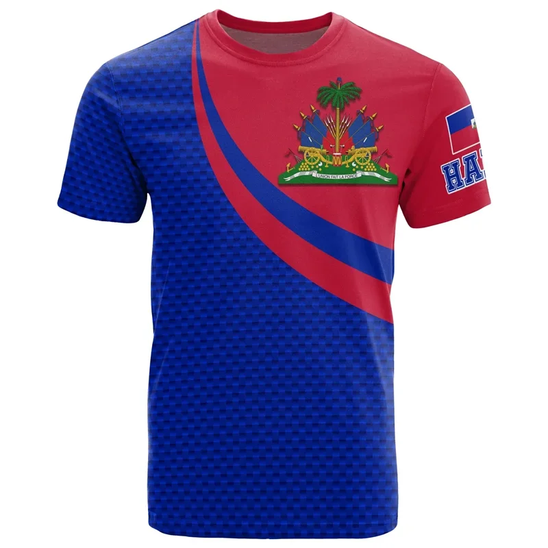 HAITI Flag 3D Print Sports Quick-dry Breathable Men T-shirt Outdoor Football Jersey Team Short-sleeve Parent-child Top Clothes