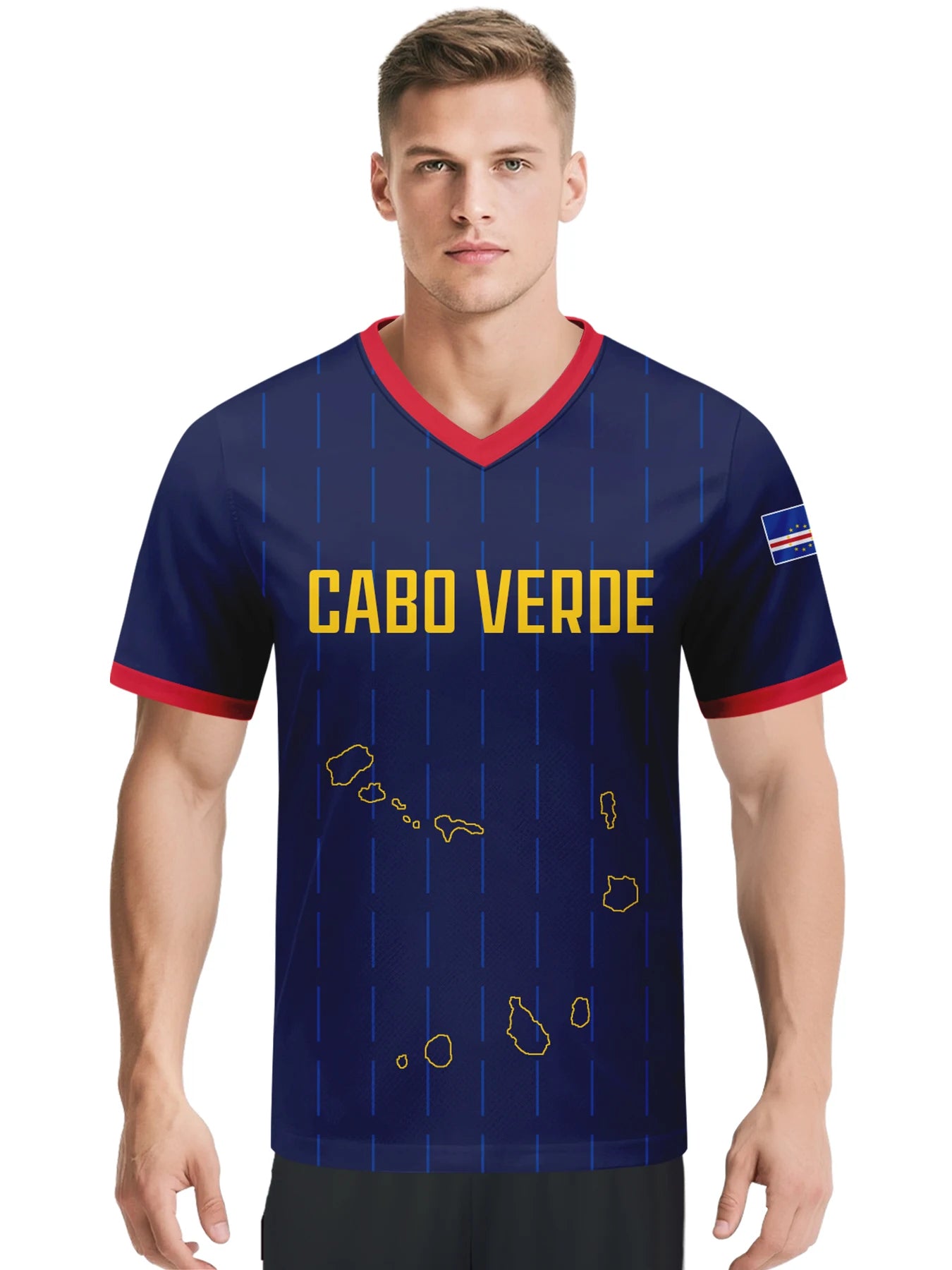 Custom Cabo Verde Soccer Jersey – Personalized Name & Number V-Neck Shirt | Breathable Football National Team Jersey for Men, Women & Youth