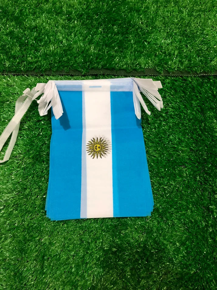 Argentina Bunting Flag Banner Set – 20PCS Polyester Pennant Flags (14×21cm) | String Garland Decoration for Festival, Party & Events