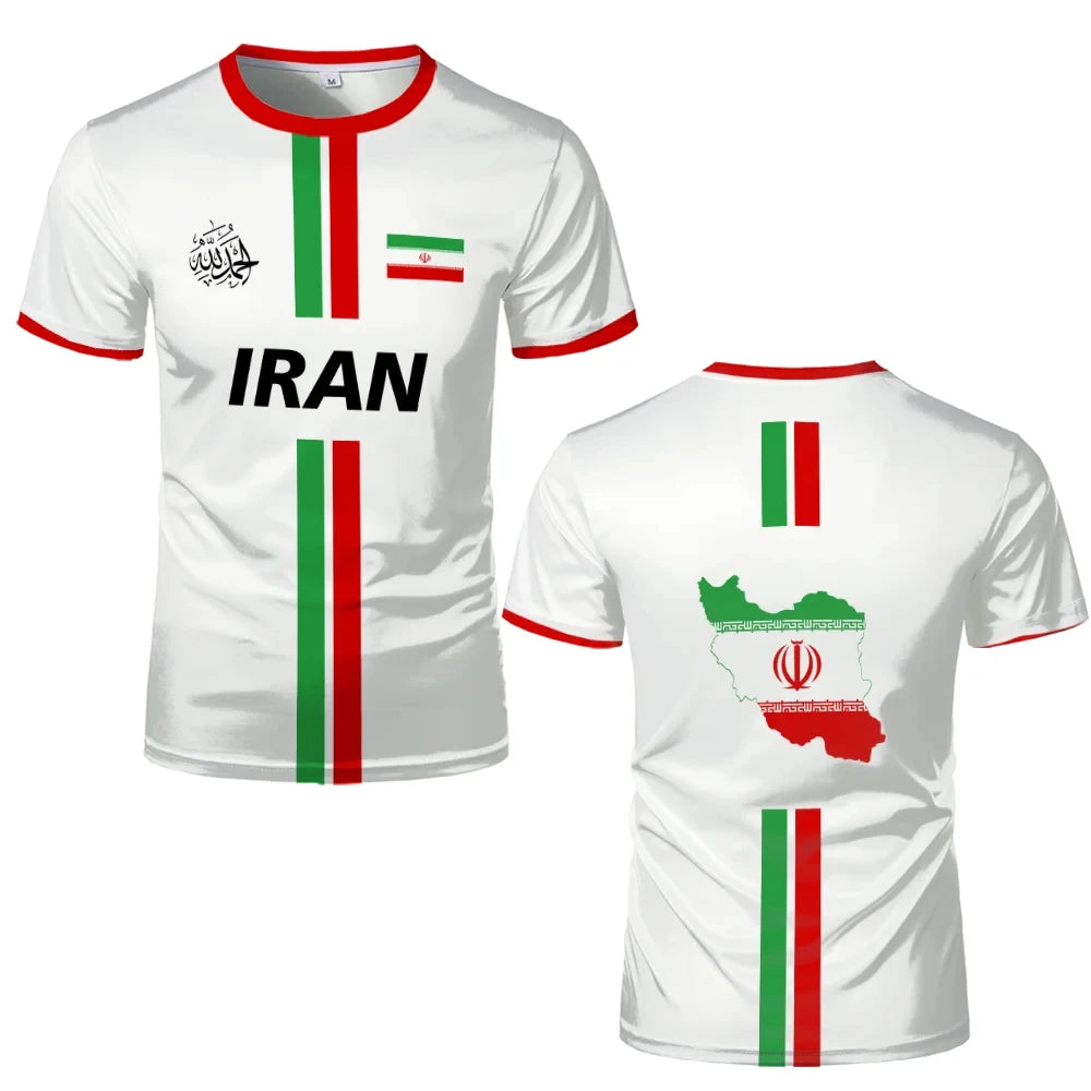 Iran Map T-Shirt Men Women Iranian Flag Persian Calligraphy Graphic Tee Football team uniform - Summer casual sports fashion