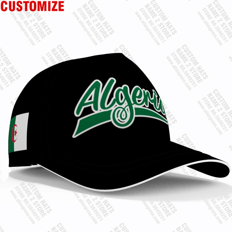 Argélia Boné de Beisebol Grátis Nome Personalizado Número Dza Chapéu Islã Logo Árabe Argélia Texto Árabe Argélia Viagem Bandeira Argel Foto Touca