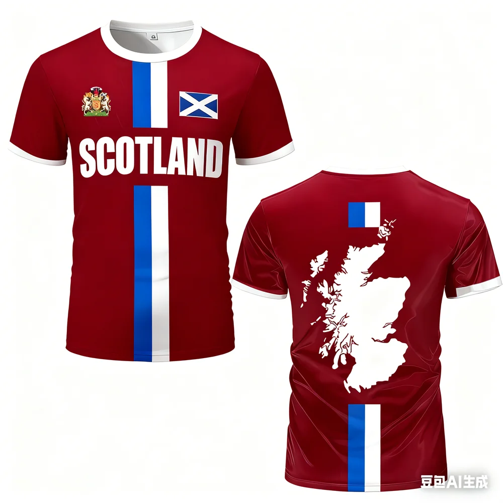 Fashion Scotland Flag Football Jersey 2026 Casual Maillot Football Mens Sports Jersey Loose O Neck Quick Dry Breathable Tee Tops
