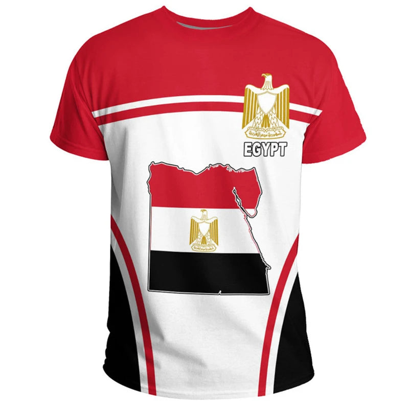 Egypt Flag T-shirt For Men Women 3D Printed Egyptian National Emblem Casual Loose Tops Short Sleeve Round Football Sports Tee