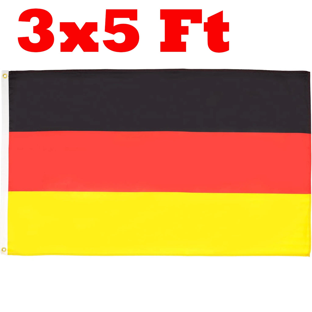 Germany Flag 3x5 Ft 100D Polyester German Banner with Two Metal Grommets Fade Resistant Vivid Colors 150x90 Cm