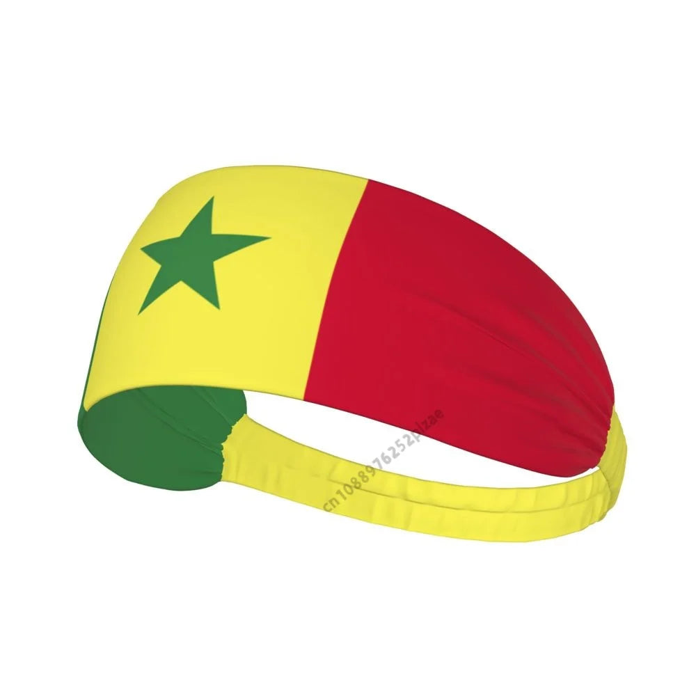 Senegal Flag Men Women Bands Elastic Wide Headbands For Yoga Sports Fitness Exercise Tennis Running Gym Dance Athletic