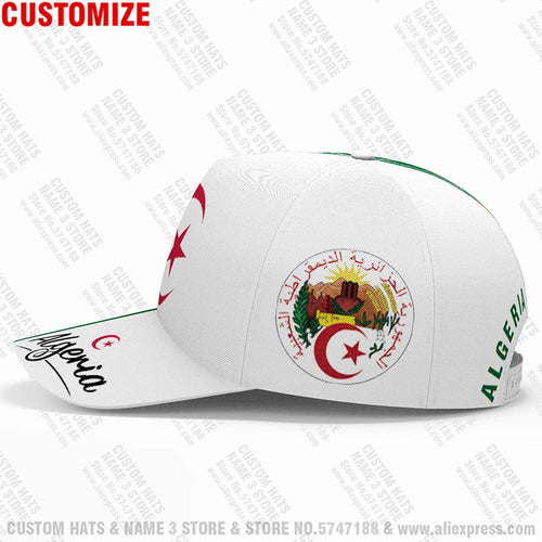 Argélia Boné de Beisebol Grátis Nome Personalizado Número Dza Chapéu Islã Logo Árabe Argélia Texto Árabe Argélia Viagem Bandeira Argel Foto Touca