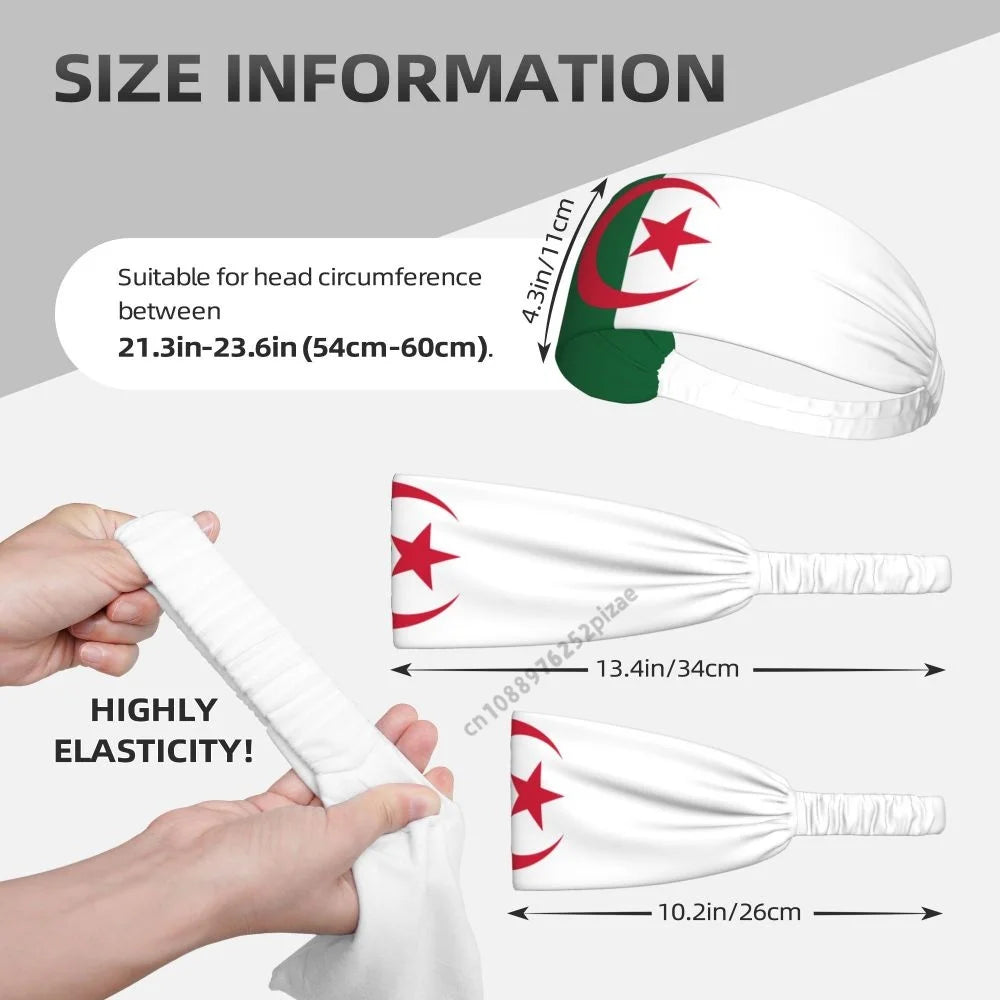 Algeria Flag Sports Headband – Wide Elastic Hair Band for Men & Women | Yoga, Running, Fitness & Gym