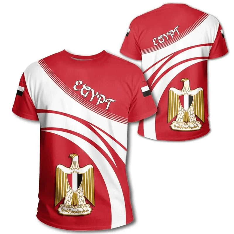 Egypt Flag T-shirt For Men Women 3D Printed Egyptian National Emblem Casual Loose Tops Short Sleeve Round Football Sports Tee