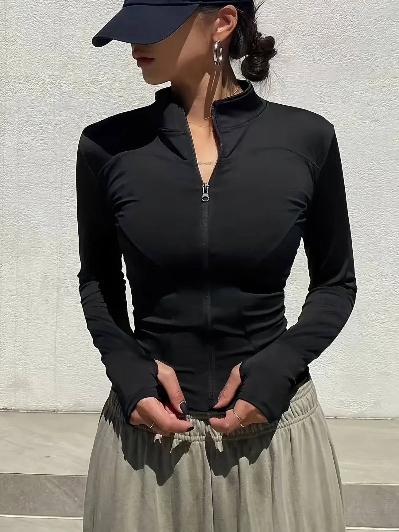 Women’s Sports Jacket Long Sleeve Quick Dry Gym Jacket Fitness Workout Running Training Zip Up Sportswear Coat