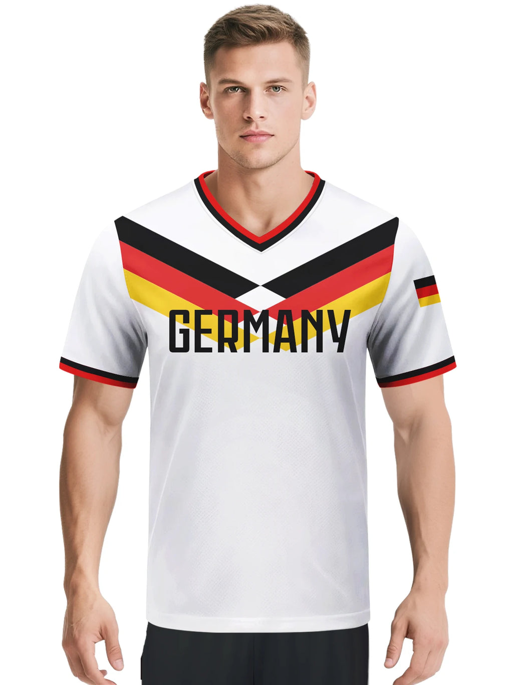 Custom Germany Football Jersey Personalized with Name Number Breathable V-neck Soccer Team Shirt for Men Youth Women