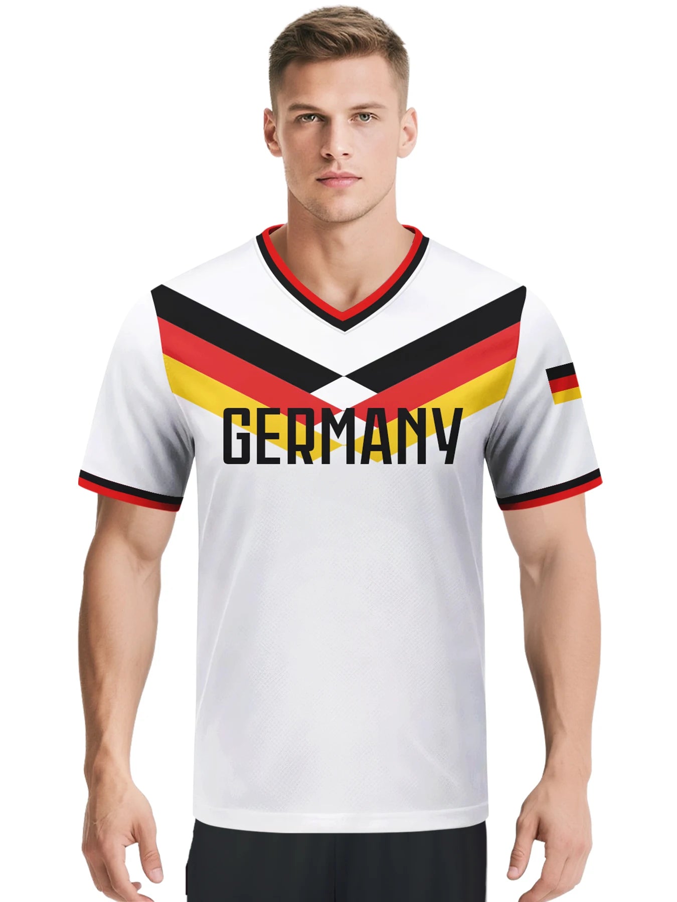 Custom Germany Football Jersey Personalized with Name Number Breathable V-neck Soccer Team Shirt for Men Youth Women