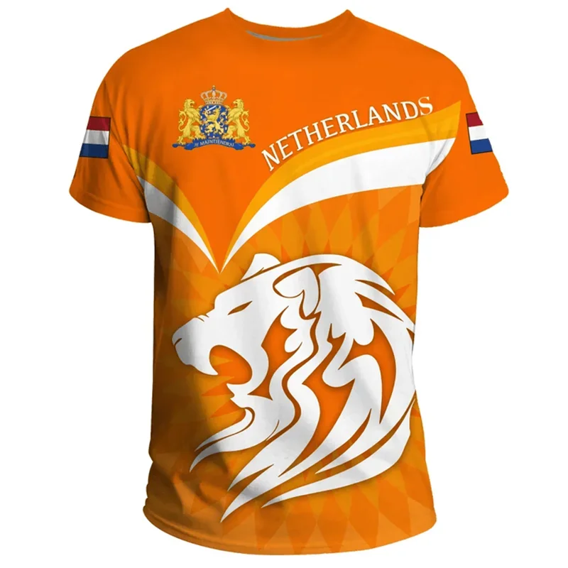 Team Shirt 2024 Football Jersey Netherlands Flag T Shirt Men 3D Printing Dutch T-Shirt Jersey Soccer Germany