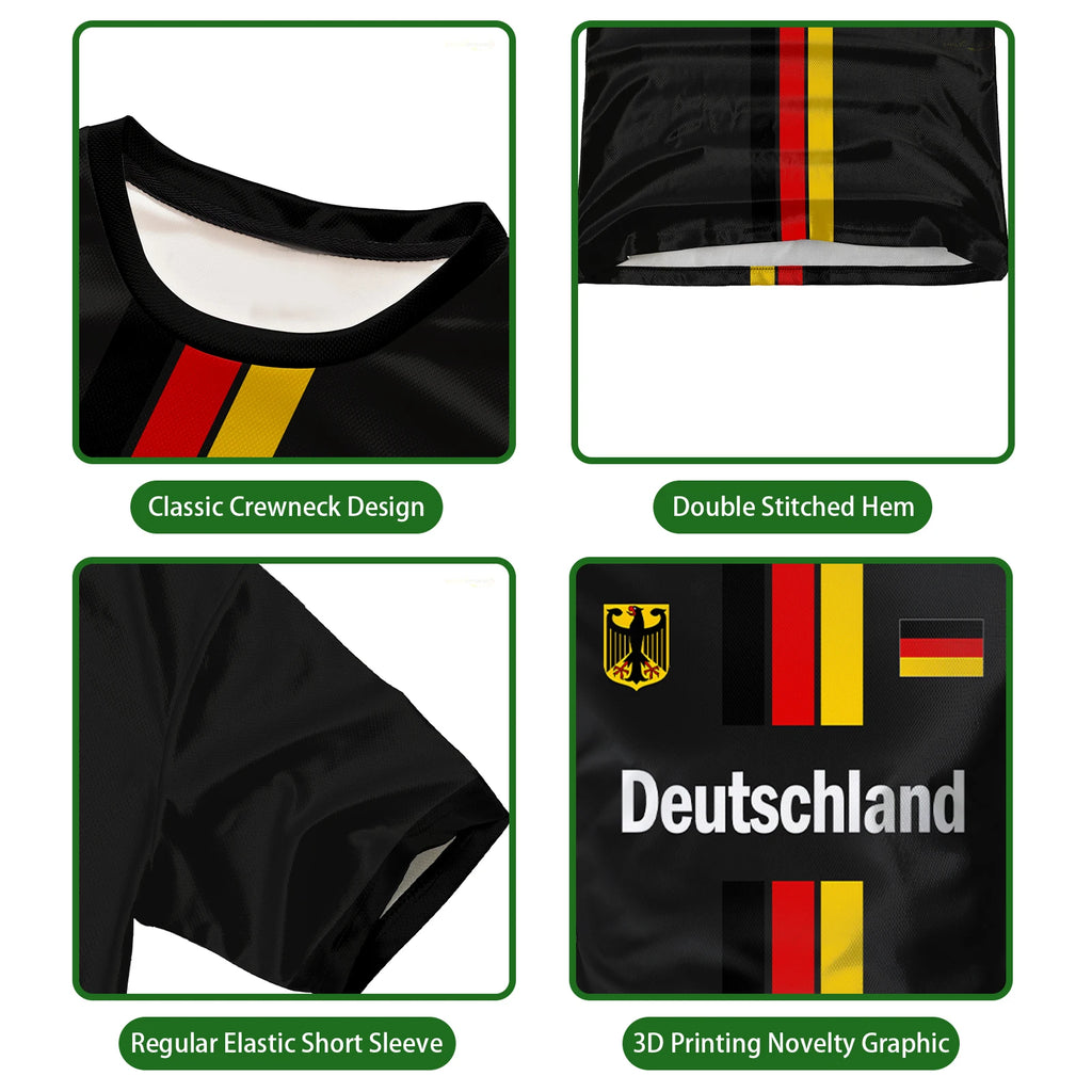 New Germany Football Jersey Summer Sports Breathable Quick-drying Men's T-shirt German Map Flag Kid's Short-sleeved Tees Gift