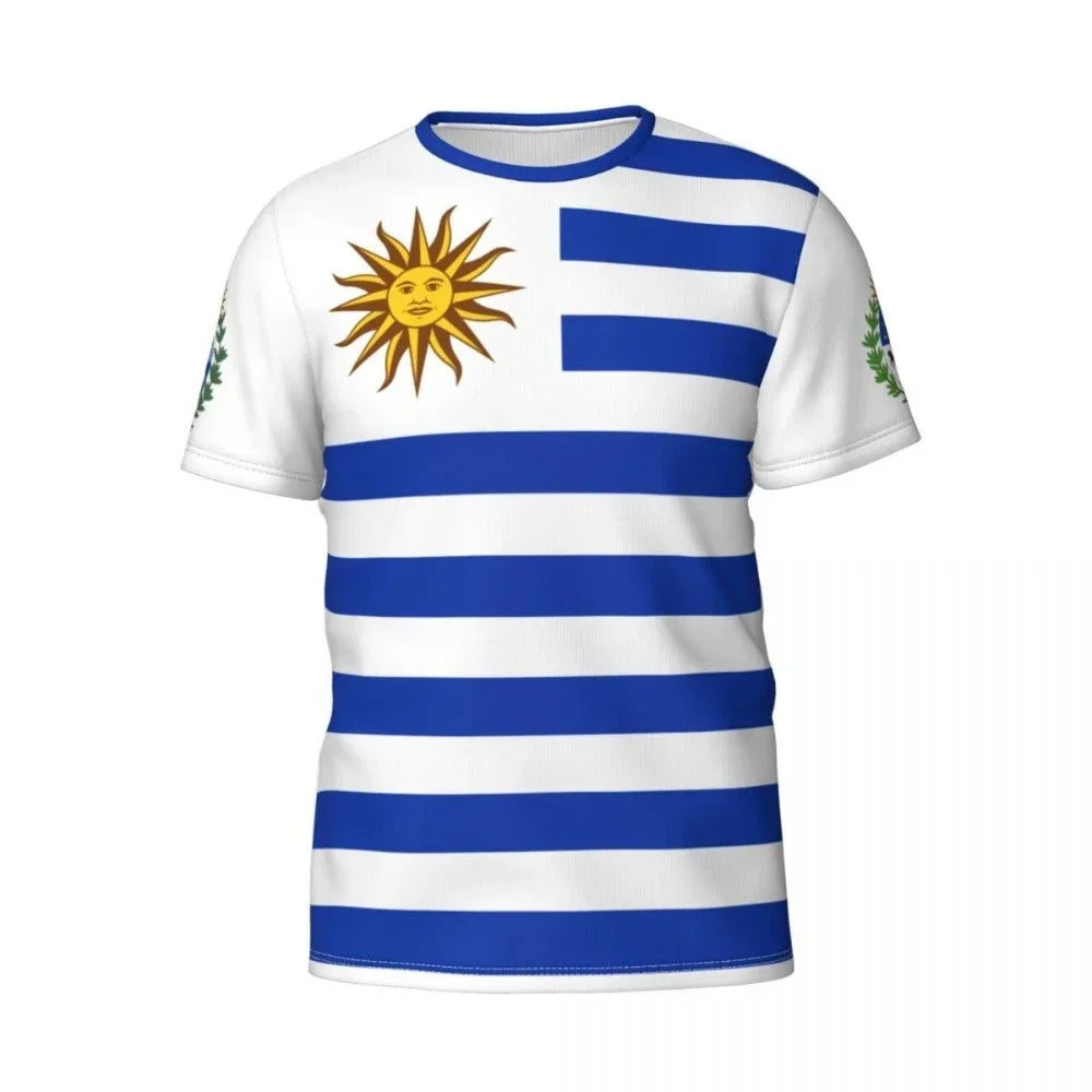 Uruguay Flag Football T-shirts Gym Sports Men & Women Short-sleeved T-shirt Gift for Soccer Fans Uruguayan Badge 3D Printed Tees