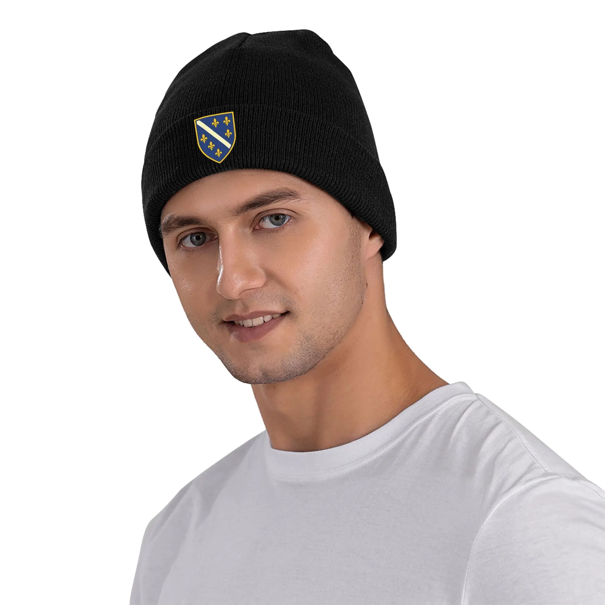 Bosnia and Herzegovina Arms Beanie Hat – Unisex Vintage Knit Cap | Warm Soft Bonnet | Kpop Style Autumn Winter Hat with Bosnia Flag Design