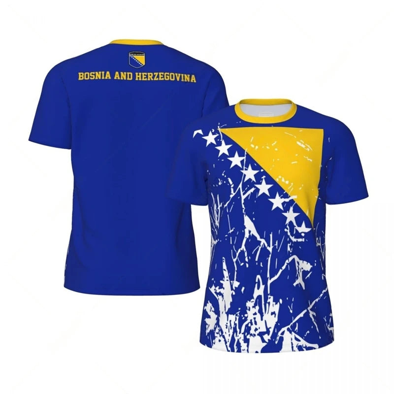 Bosnia and Herzegovina Football Jersey Unisex – 3D Printed National Emblem Shirt | Quick Dry Breathable Sports Tee | Casual Fan Top for Men & Women