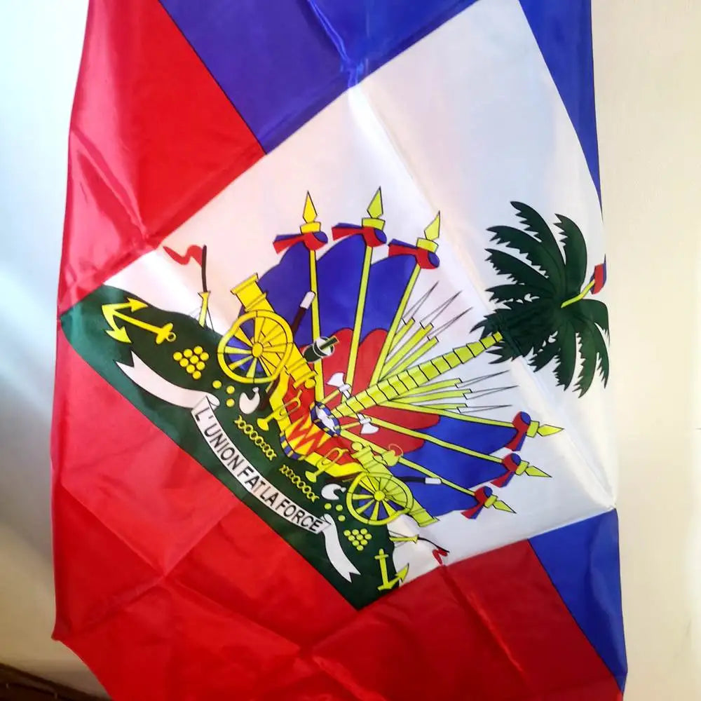 Haiti National Flag 90x150cm Premium Polyester Large Outdoor/Indoor Hanging Banner for Sports Events Wall Decor & Party Display