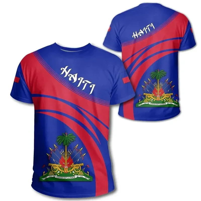 HAITI Flag 3D Print Sports Quick-dry Breathable Men T-shirt Outdoor Football Jersey Team Short-sleeve Parent-child Top Clothes