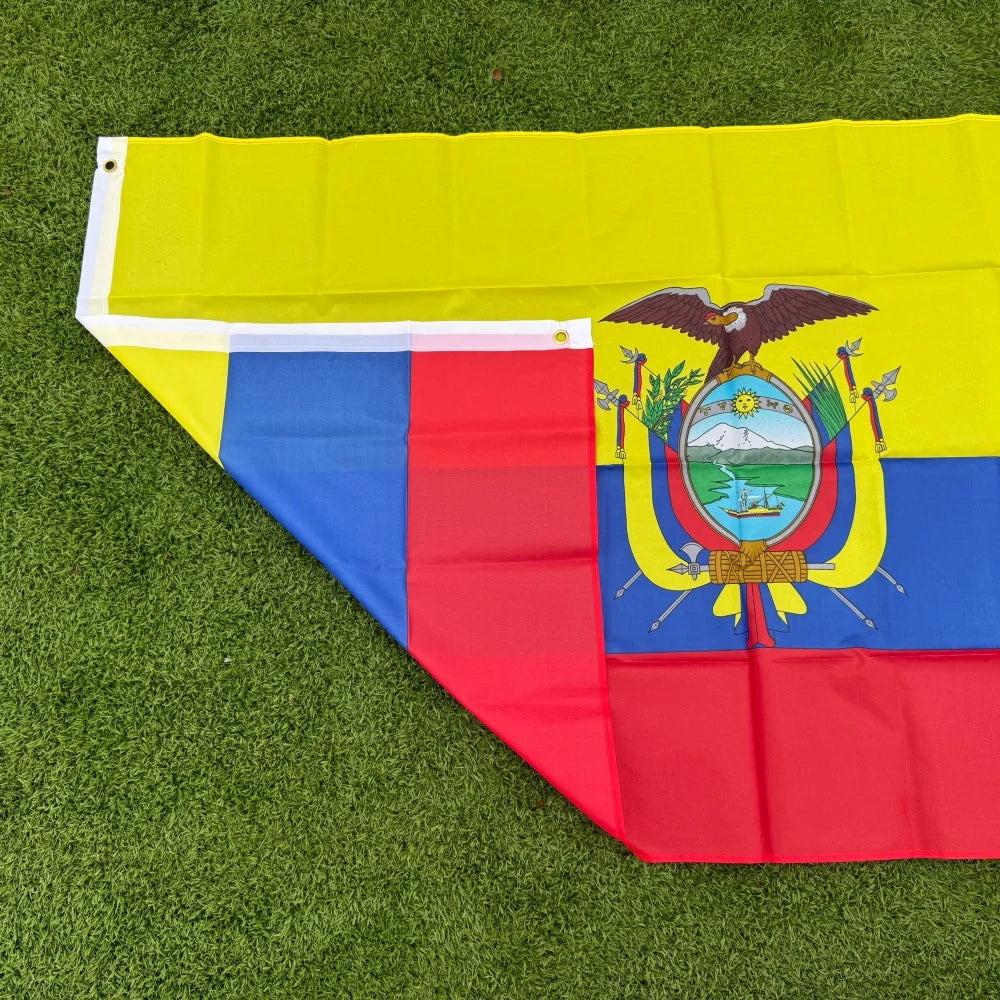 Ecuador Flag 150x90cm 3x5 FT Ecuadorian National Flag with Coat of Arms Polyester Double Stitched Outdoor Indoor Decoration