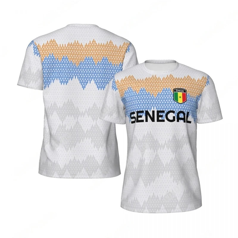 Fashion Senegal Flag Graphic Football T Shirts For Men Trend 3D National Emblem Printed Sports T-shirts Loose Breathable Tees