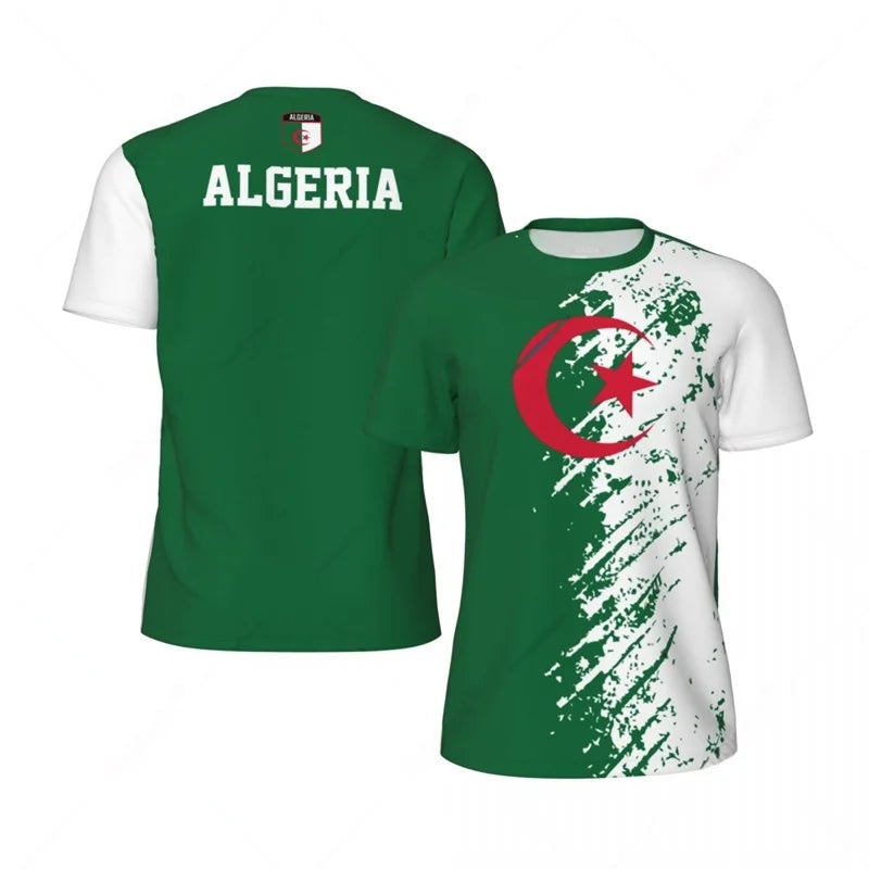 Algeria Soccer Jersey Tee | Patriotic Graffiti Print Green T-Shirt for Men & Women – Summer Football Style, algeria world cup jersey.