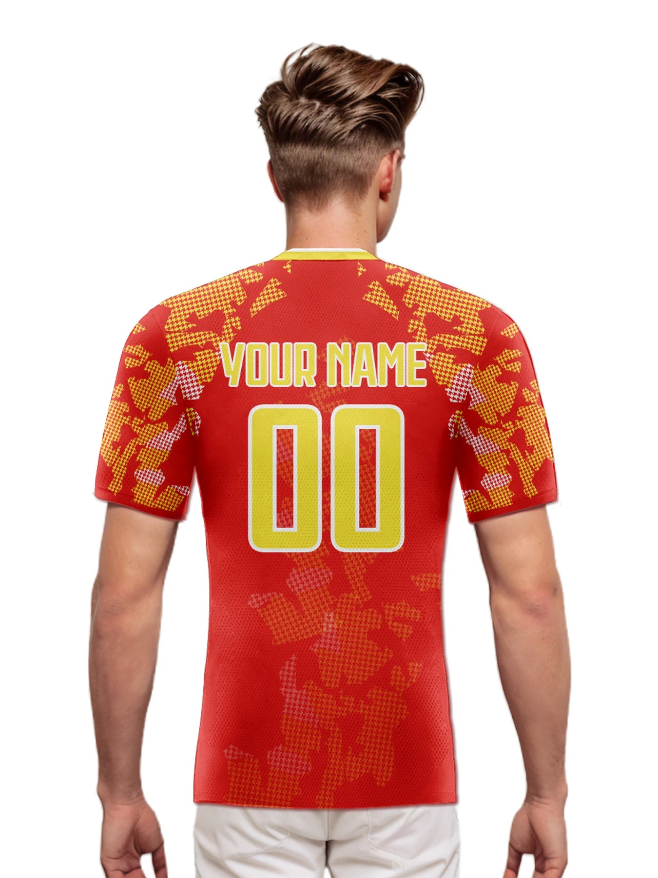 Customized Spain Soccer Jersey Personalized Name Number, National Team Football Shirt V-Neck Flag Design for Men Youth Women