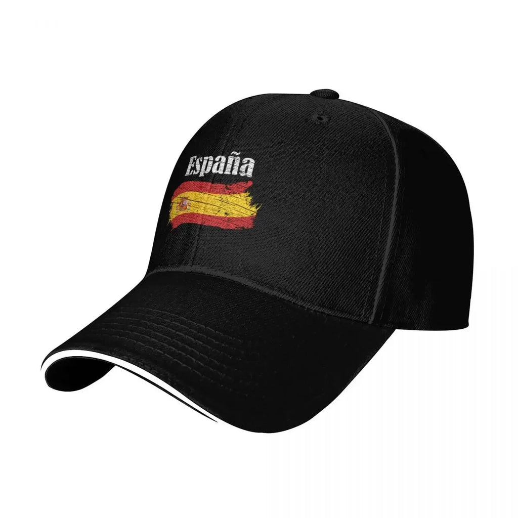 Espana Spanish Flag Vintage Graphic - Spain Lovers Tourists Souvenir Cool National Gift Baseball Cap Sun Cap Visor Mens Women's