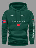 NORUEGA Bandeira Moletons Masculino Feminino Esporte ao Ar Livre Aventura Fitness Corrida Rua Casual Outono Inverno Moletom Top Roupa