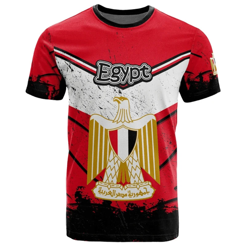 Egypt Flag T-shirt For Men Women 3D Printed Egyptian National Emblem Casual Loose Tops Short Sleeve Round Football Sports Tee