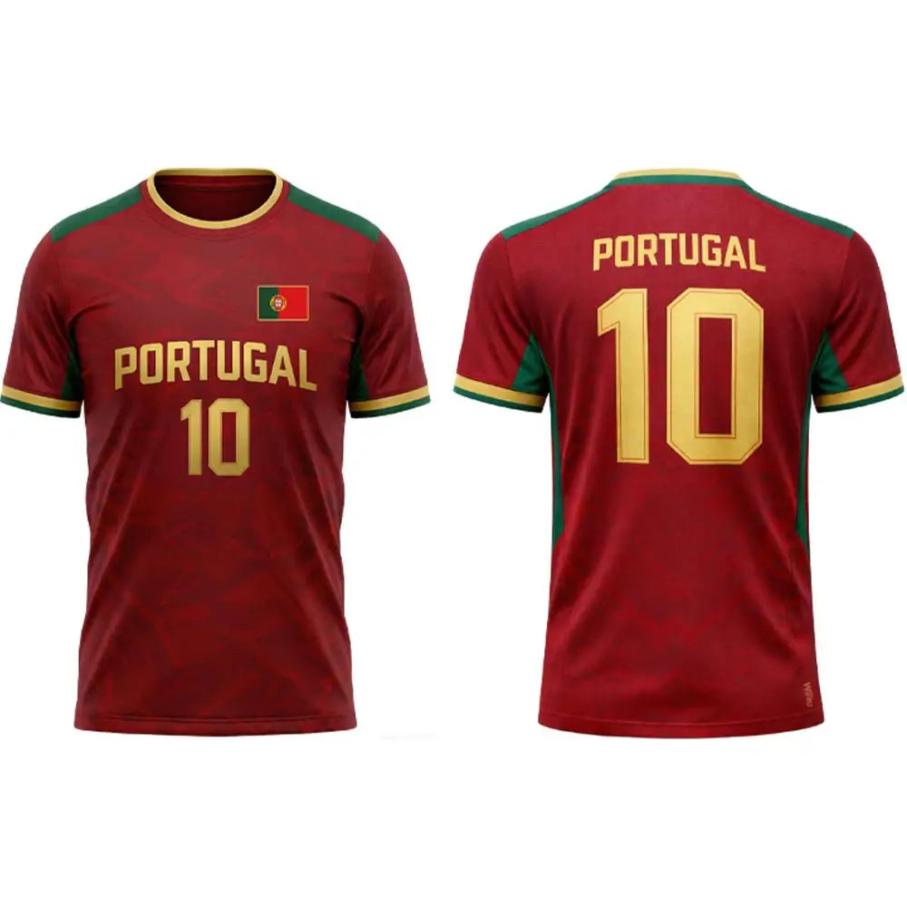 Portugal Flag Print T-shirt Summer Football Training Uniform Men's And Women's Outdoor Breathable Quick-Drying Jersey Gift Top