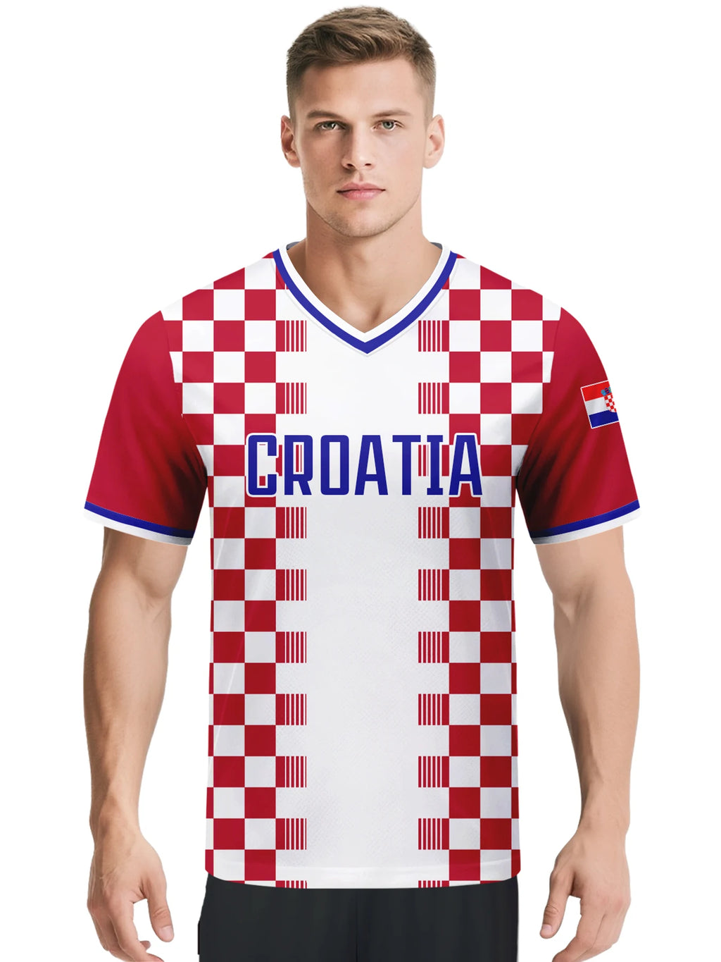 Custom Croatia Soccer Jersey Personalized Name Number Breathable V-neck Football National Team Shirt for Men Youth Women