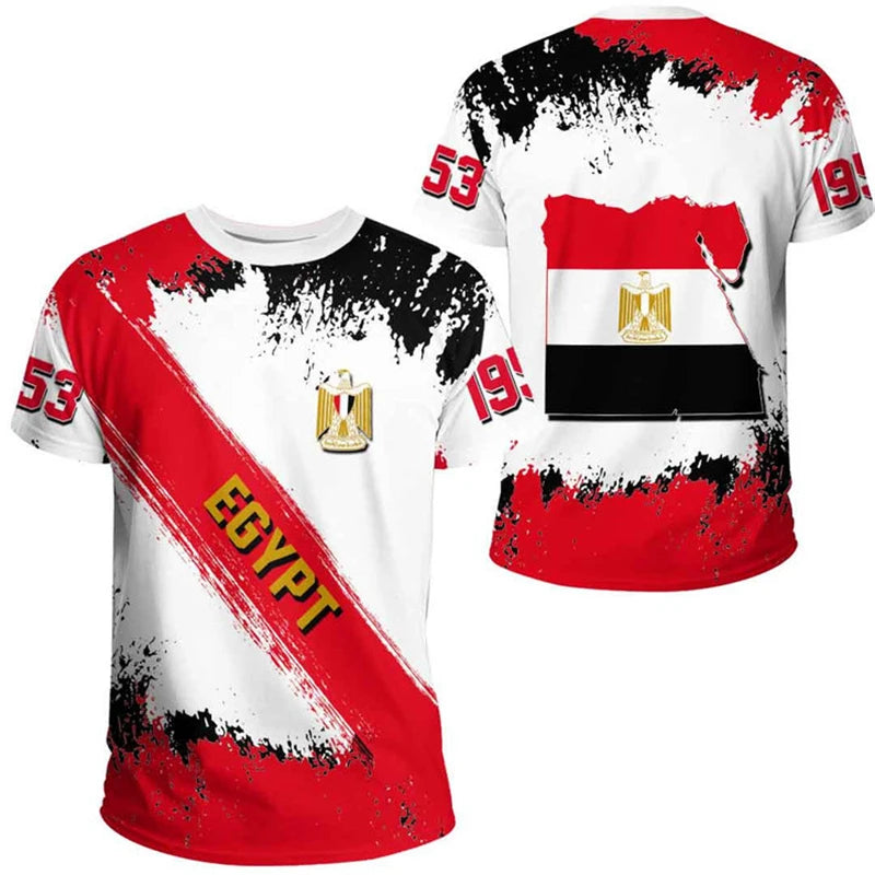 Egypt Flag T-shirt For Men Women 3D Printed Egyptian National Emblem Casual Loose Tops Short Sleeve Round Football Sports Tee
