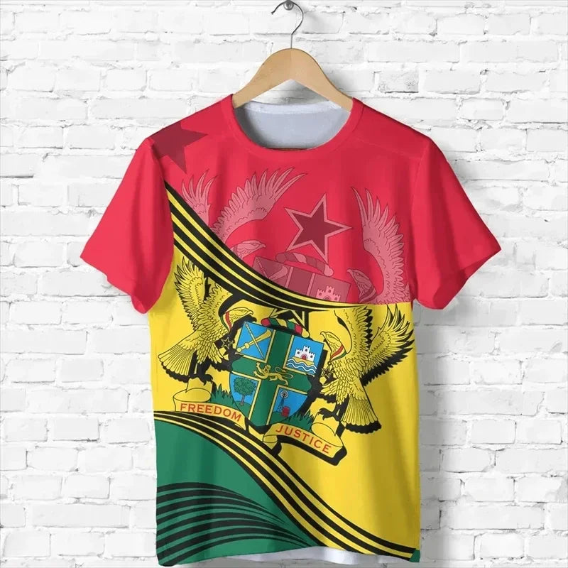 2026 Ghana Flag Pattern T-shirt Fashion Ghana Emblem Printed Parent Child T-shirt Daily Dashiki Gym Sportswear Top Clothing
