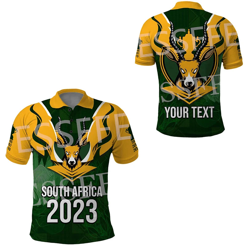 Custom Name Africa Country South Africa Flag Tattoo Retro Vintage 3DPrint Summer Casual Polo Shirts Short Sleeves Streetwear X3