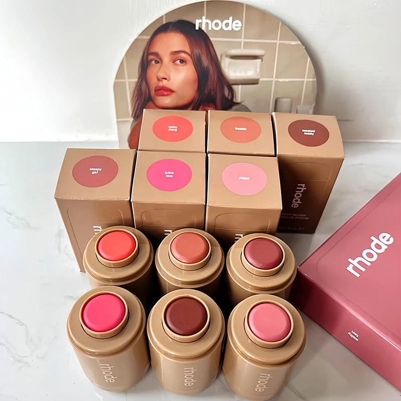 rhode pocket blush Inspired Cream Blush Stick & Lip Gloss Phone Case for iPhone 16 & 17 – SALTY TAN Raspberry Espresso Makeup INS Style