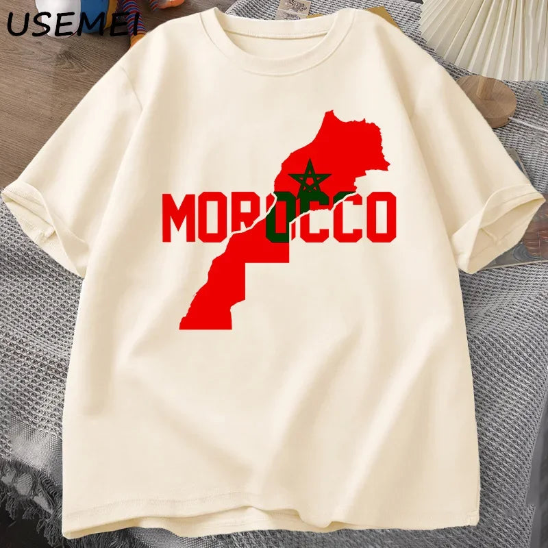 Morocco Flag Graphic T Shirts Men Cotton Short Sleeve Moroccan T-shirt Men's Printed T Shirt Male Clothes Streetwear
