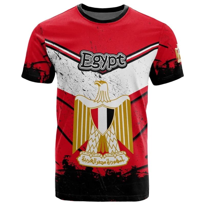Egypt Flag Men's T-shirt 3D Printed Egyptian EG National Emblem Tops Short Sleeve O-Neck Oversized Sports Tee Shirts Clothing