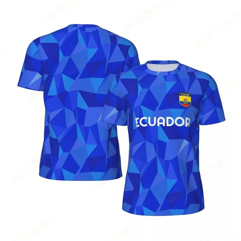 Ecuador Pattern Football T Shirt Men Summer Loose Soccer Running Short Sleeves Tops Tshirt Fashion Sports Football Jersey Tees